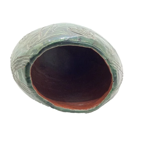 Handmade Ceramic Pottery Primitive Vase Dark Green - Picture 6 of 6